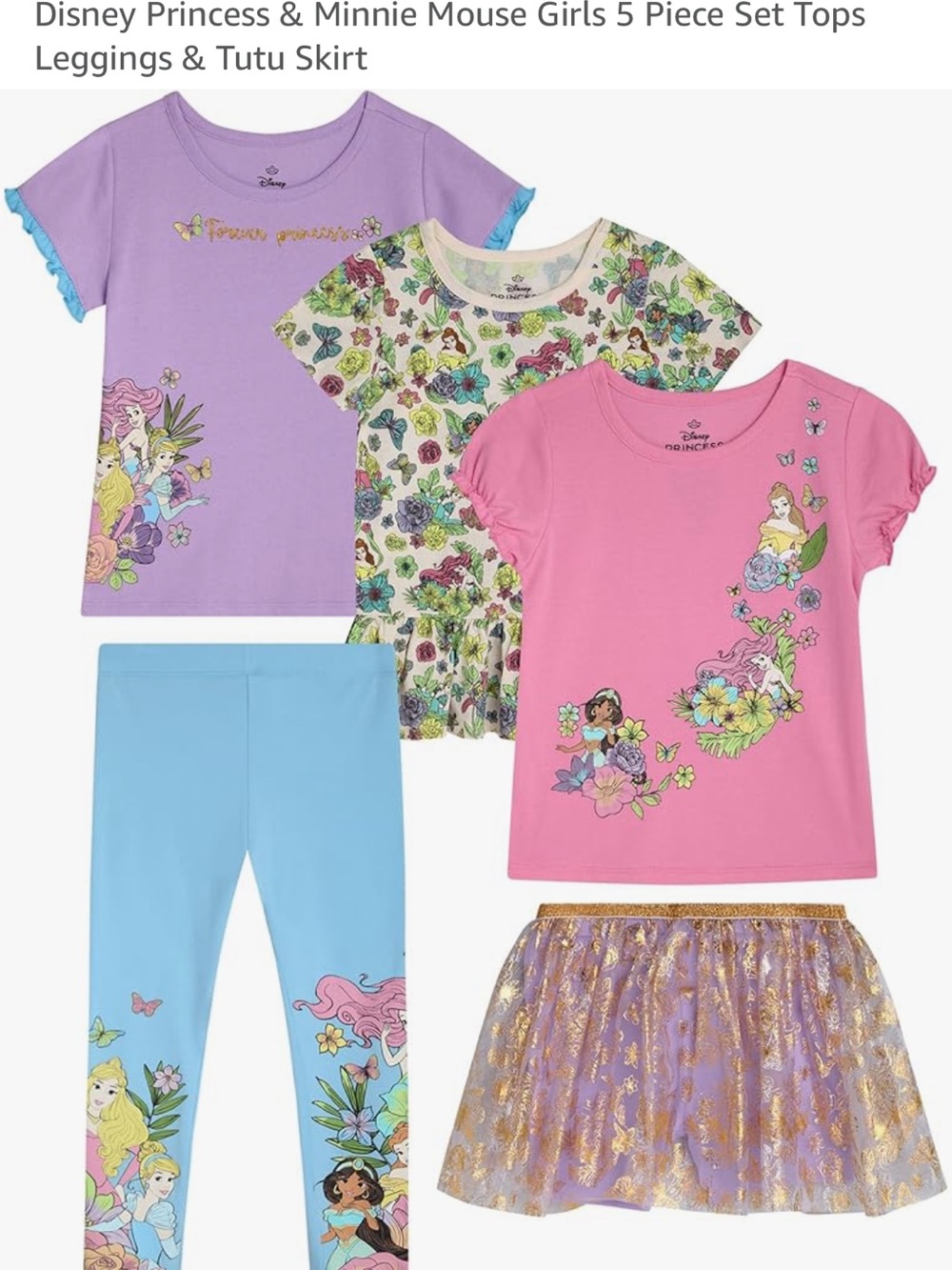 Disney Princess 5 piece outfit set and hat
